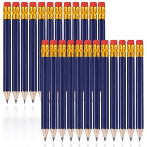 24 Pieces Half Pencils Golf Pencils with Eraser Easy to Hold Graphite HB Pencils for Baby Shower Bridal Shower Wedding Golf School Office (Navy Blue)