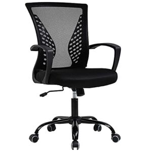Tyyps Ergonomic Office Chair Computer Desk Chair Lumbar Support Office Chair, 250lbs Mesh Task Chair with Armrest and Height Adjustable Desk Chair Rolling Swivel Chair for Women Men Adult, Black