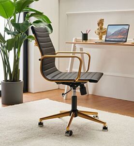 Black and Gold Office Chair Gold Home Office Chair Functional Ergonomic Leather Office Chair Comfortable Office Big Chair Swivel Rolling Computer Desk Chair with Lumbar Support 320+lb Gold Black