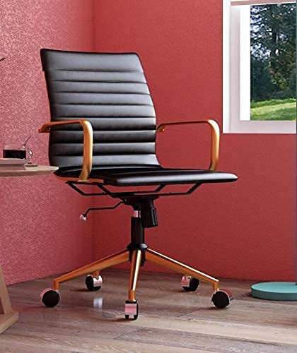Black and Gold Office Chair Gold Home Office Chair Functional Ergonomic Leather Office Chair Comfortable Office Big Chair Swivel Rolling Computer Desk Chair with Lumbar Support 320+lb Gold Black | The Storepaperoomates Retail Market - Fast Affordable Shopping
