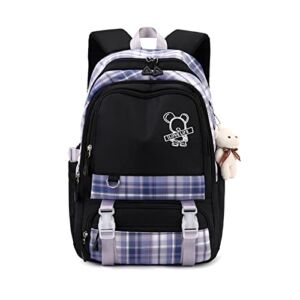 Cute Aesthetic Backpack for Teens Girls Boys College High Middle School Student Lightweight Book Bag Casual Kawaii Daypacks (E-Black Aesthetic Backpack)