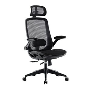 Office Chair, Magic Life Desk Chair, High Back Computer Chair Ergonomic Chair with Lumbar Support and Flip-Up Armrest, Adjustable Backrest,Seat Cushion and Headrest Black