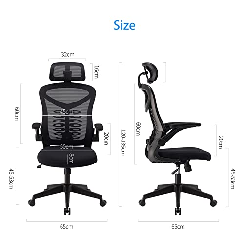 Office Chair, Magic Life Adjustable Desk Chair Flip-up Armrest, Rebound Seat Cushion, Breathable Mesh High Back, Comfortable Lumbar Support, Movable Headrest 360° Rotation, Black | The Storepaperoomates Retail Market - Fast Affordable Shopping