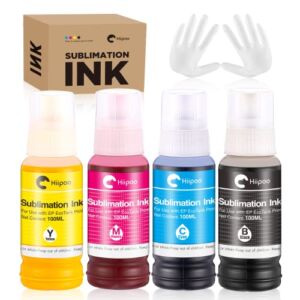 Hiipoo Sublimation Ink for EcoTank Supertank Inkjet Printers ET-2803 ET-2800 ET-2850 ET-2720 ET-4800 ET-2400 ET-3760 ET-15000 ET-4760 Heat Press Transfer on T-Shirt Mug (Autofill/ICC-Free/Anti-UV)