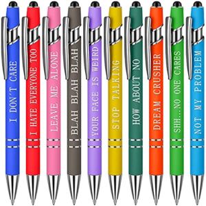 10 Pieces Ballpoint Pens Office Inspirational Quotes Snarky Screen Touch Stylus Pen Encouraging Scriptures, Black Ink (Vivid Color,Negative Verse)