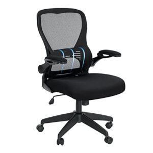 VANSPACE Ergonomic Mesh Office Chair with Lumbar Support Mid Back Computer Desk Chair Adjustable Swivel Task Chair with Wheels and Flip-Up Armrest Black