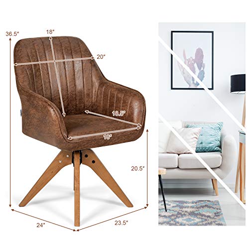 Giantex Stylish Swivel Home Office Chair, No Wheels but Swivel, Solid Wood Legs, Thick Felt Foot Pads, Modern Dining Armchair, Classy Accent Chair, Cute Writing Desk Chair for Small Space, Living Room | The Storepaperoomates Retail Market - Fast Affordable Shopping