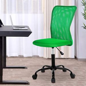 BestShop Home Office Chair Computer Chair Mid Back Mesh Chair, Desk Chair Height Adjustable Modern Task Chair No Armrest Rolling Swivel Chair Student Office Chair with Wheels,Green