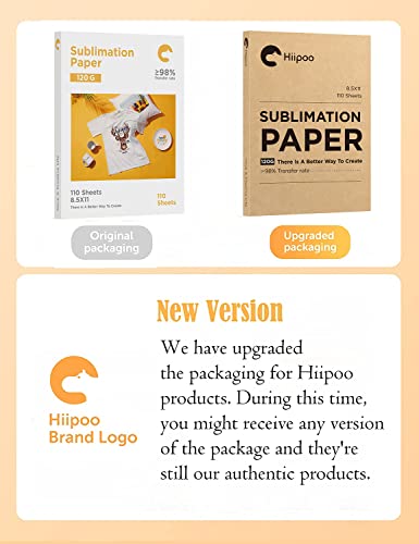 Hiipoo Sublimation Paper 8.5×11 Inch, Work with Sublimation Ink and E Sawgrass Inkjet Printers for Mugs T-Shirts Light Fabric and Other Sublimation Blanks (110 Sheets, 120G) (A-8.5×11) | The Storepaperoomates Retail Market - Fast Affordable Shopping