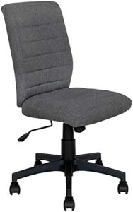 Ergonomic Home Office Desk Chair – Computer Mesh Adjustable Task Swivel Tilt Tension Armless Cushion Mid-Fiber Mesh Lumbar Support (Dark Gray)