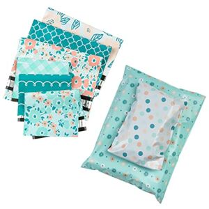 RUSPEPA Poly Mailers Shipping Bags Blue Pink Flower Dot Plaid Design 2.3 Mil Heavy Duty Self Seal Mailing Envelopes – 80 Pack – 6 x 9 and 10 x 13 Inches