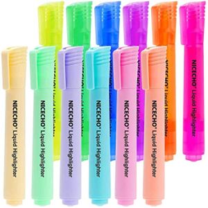 Highlighters, Pastel Highlighter, Assorted Colors Highlighters and Pens Set, Chisel Tip, 12 Colors Marker Pen for Adults Kids Students