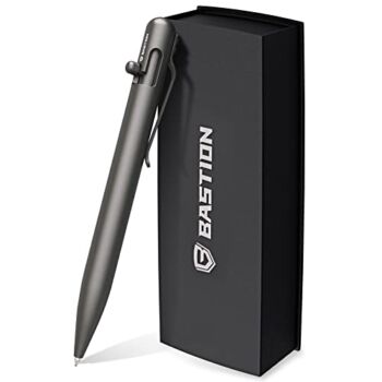 BASTION Grey Titanium Bolt Action Pen with Gift Case – Luxury Executive Lightweight Retractable Writing Ballpoint Pen – Ink Refillable Office Pocket EDC Rust Resistant Metal Pens for Men & Women | The Storepaperoomates Retail Market - Fast Affordable Shopping