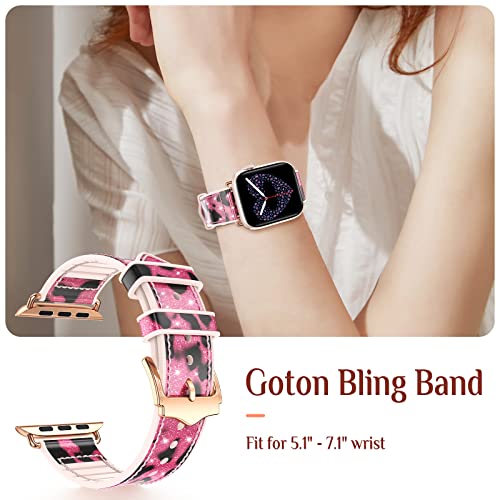 Goton Bling Band for Apple Watch Bands 45mm 44mm 42mm 49mm Series 8 7 SE 6 5 4 3 2 1 Ultra, Women Silicone Glitter Strap Accessories for iWatch All Series 49 45 44 42 mm, Pink Leopard | The Storepaperoomates Retail Market - Fast Affordable Shopping