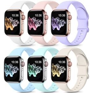 ZALAVER 6 Pack Bands Compatible with Apple Watch Band 38mm 40mm 41mm 42mm 44mm 45mm Men Women, Soft Silicone Sport Strap for iWatch Series 8 7 6 5 4 3 2 1 SE