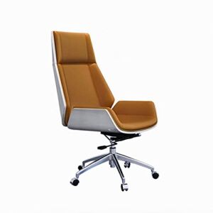 WNY Office Chair Desk Chair Chair Simple Modern Office Chair Light Luxury Study Leather Boss Chair High Back Executive Chair Nordic (Color : Brown)