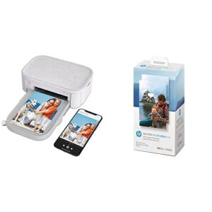 HP Sprocket Studio Plus and Photo Paper Bundle – Wireless Printer and Double Pack of Paper Cartridges