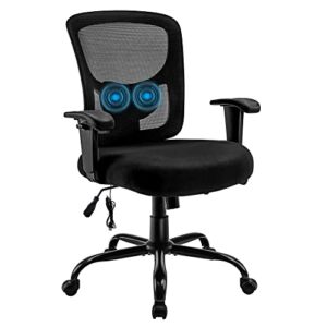 Bigroof Big and Tall Office Chair 400lbs, Ergonomic Mesh Desk Computer Chair with Adjustable Lumbar Support Arms High Back Wide Seat Task Executive Rolling Swivel Chair for Women Men, Heavy People