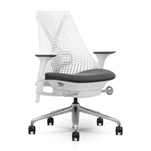 Herman Miller Sayl Chair White Fully Adjustable with Tilt Limiter/Seat Depth/Adjustable Arms/Chrome Base Renewed