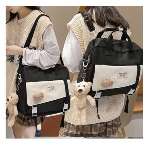 CHERSE Kawaii Backpack With Kawaii Pin And Accessories, Large Capacity Cute Bear Accessories Backpack For School Multi Pocket Kawaii Handbag Japanese School Bag For Teen Girls