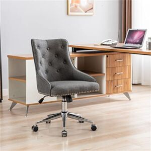 Hengming Office Desk Chair with Mid-Back Modern Fabric Computer Chair Swivel Height Adjustable Accent Chair with Wheels and Metal Base with Arms for Study Living Bedroom