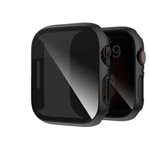 Cuteey 2 Pack for Apple Watch Series 8 Series 7 Privacy Screen Protector Case 41mm, Unti-Spy Glass Protector Hard PC Cover Bumper for iWatch 8 7 41mm Accessories, Black/Black