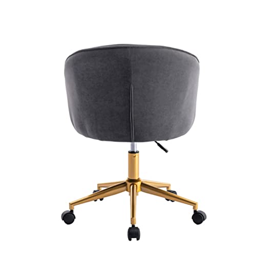 ANSKIY Home Office Computer Desk and Chair, Velvet Armchair, Gold Plated Base Adjustable Rotating Task Stool Leisure Chair Chair Computer Chair is Suitable for Living Room Office Grey | The Storepaperoomates Retail Market - Fast Affordable Shopping