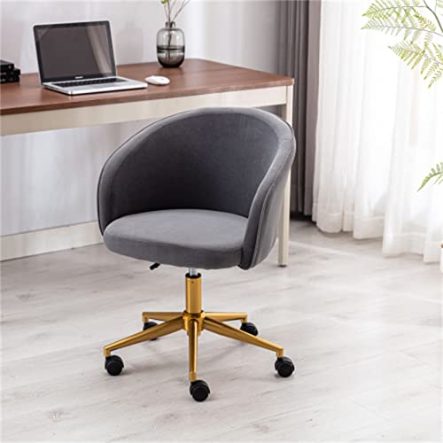 ANSKIY Home Office Computer Desk and Chair, Velvet Armchair, Gold Plated Base Adjustable Rotating Task Stool Leisure Chair Chair Computer Chair is Suitable for Living Room Office Grey | The Storepaperoomates Retail Market - Fast Affordable Shopping