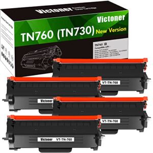 VICTONER Compatible TN760 Toner Cartridge Replacement for Brother TN760 TN-760 TN 760 TN730 TN-730 for MFC-L2710DW MFC-L2750DW HL-L2395DW HL-L2370DW Printer New Version (4PK Toner TN-730/TN-760)