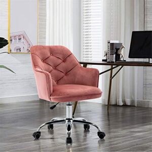 Voohek 360° Swivel Accent Chair, Velvet Home Office Modern Stool, Pink