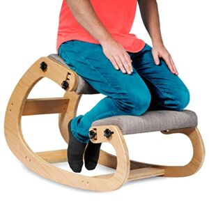 NYPOT Ergonomic Kneeling Chair – Rocking Office Chair Adjustable Stool – Knee Chair Posture Chair – Wooden Desk Chair, Ergonomic Chair for Home Office, Office Chair for Back Pain, Work from Home Chair