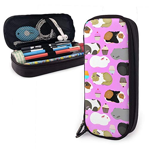 Guinea Pigs And Cupcakes Pencil Case Big Capacity Pen Storage Bag Pouch Holder Box Leather Stationery Organizer With Zippers For School Office Supplies Teen Girl Adult | The Storepaperoomates Retail Market - Fast Affordable Shopping