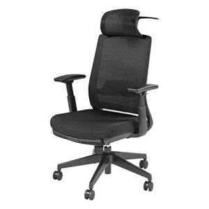FinerCrafts Ergonomic Office Chair with Adjustable Lumber Support, High-Back Mesh Desk Chair with Headrest, 3D Armrest, Footrest and Clothes Hanger – Tilt and Swivel Computer Chair