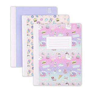 Yoobi Composition Notebooks, 100 Sheets Notebook (Each), Wide Ruled, Unicorn, Cute School Supplies, Candy and Gummy Bear Designs, 9-3/4 x 7-1/2″, 3 pack