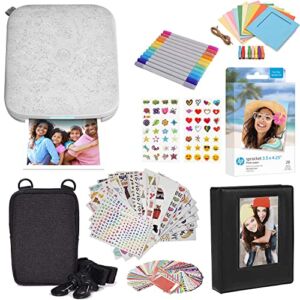 HP Sprocket 3×4 Instant Photo Printer – Kit: 20 Pack Zink Paper, Case, Photo Album, Markers, Sticker Sets