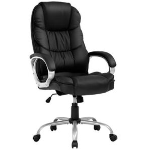 Ergonomic Office Chair,Computer Desk Chair High Back PU Leather Executive Rolling Task Adjustable Chair with Lumbar Support Headrest Armrest Swivel Chair, Black