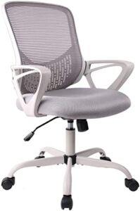 Desk Chair, Home Office Chair Mesh Computer Chair Ergonomic Swivel Task Chair Mid-Back with Rolling Casters and Armrests, Grey