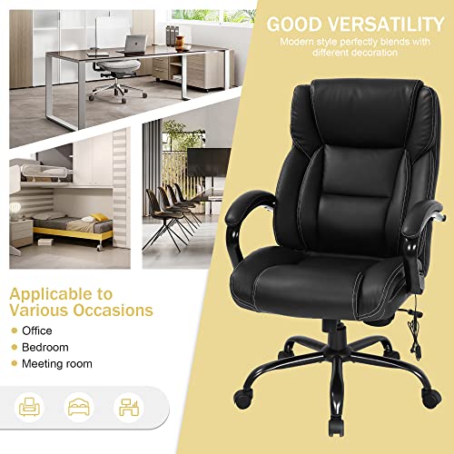 Ergonomic Office Desk Chair 500lbs Big and Tall High Back Computer Chair with Lumbar Support Arms, Massage Adjustable Swivel Rolling Desk Chair PU Leather Classic Executive Office Task Chair(Black) | The Storepaperoomates Retail Market - Fast Affordable Shopping