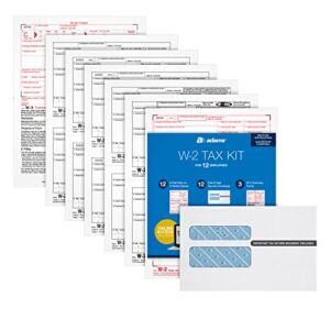 Adams W2 Forms 2022, Tax Kit for 12 Employees, 6 Part Laser W2 Forms, 3 W3, Self Seal W2 Envelopes & Adams Tax Forms Helper Online (TXA126W-22)
