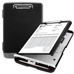 Sooez Clipboard with Storage, High Capacity Nursing Clipboards with Pen Holder, Heavy Duty Plastic Storage Clipboard with Low Profile Clip, Clipboard Folder Side-Opening, Smooth Writing for Office