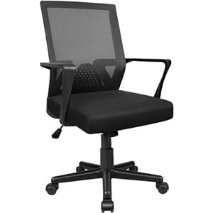 Shahoo Office Chair Swivel Task Seat with Ergonomic Mid-Back, Waist Support, Mesh, Black