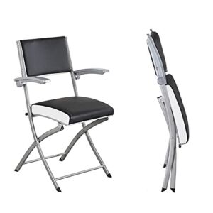 ZRG Folding Office Chair for Small Spaces,Ergonomic Office Chair in Home & Kitchen,Folding Chairs with Padded Seats,Office Chairs for Heavy People,Metal Folding Chair,330 Pound,Black, 44×40×95cm
