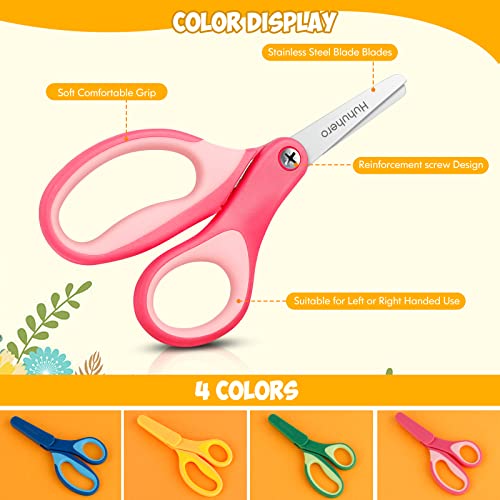 Huhuhero Kids Scissors, 5” Small Safety Scissors Bulk Blunt Tip Toddler Scissors, Soft Grip Right/Left Handed Kid scissors for School Classroom Children Craft Art Supplies, Assorted Colors, 12-Pack | The Storepaperoomates Retail Market - Fast Affordable Shopping
