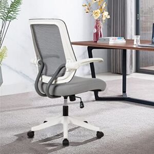 H HONSIT Ergonomic Office Desk Chair, Mesh Swivel Computer Task Desk Chair with Flip up Armrests and Lumbar Support, Gray