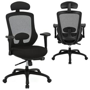 Ergonomic Office Chair, High-Back Mesh Desk Chair, Task Chair with Headrest and Armrests, Home Reclining Office Desk Chair with Lumbar Support