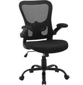 Office Chair Ergonomic Desk Chair – Mesh Back Adjustable Height Computer Chair with Lumbar Support and Flip-up Armrests, Swivel Executive Task Chair, Black