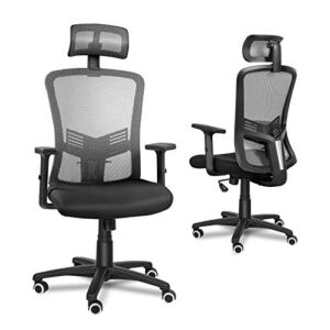 ELECWISH Ergonomic Office Chair – High Back Mesh Computer Chair with Lumbar Support Adjustable Armrest, Backrest and Flip-Up Headrest, Swivel Computer Task Chair (Grey)