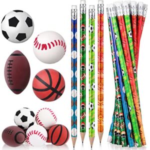 32 Pieces Sport Pencils for Kids Soccer Baseball Football Basketball Pencils with Ball Eraser Wooden Pencils for School Stationery Party Reward Students Teachers Office Supplies(Multi Balls )