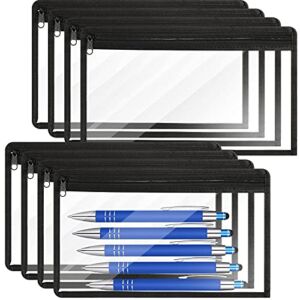 8 Pieces Clear Zipper Pouches PVC Waterproof Pouch Multi-purpose Zippered Pouches Zipper Envelopes Folder Storage Pouch Document File Organization Bags, Office Supplies (11.5 x 7 Inches, Black Edging)