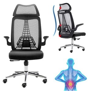 Black Home Office Desk Chairs Computer Chair for Bedroom Ergonomic Office Chair for Adults Conference Room Mesh Office Chair with Adjustable Lumbar Support,Backrest,Headrest,Armrest,Tilt Function